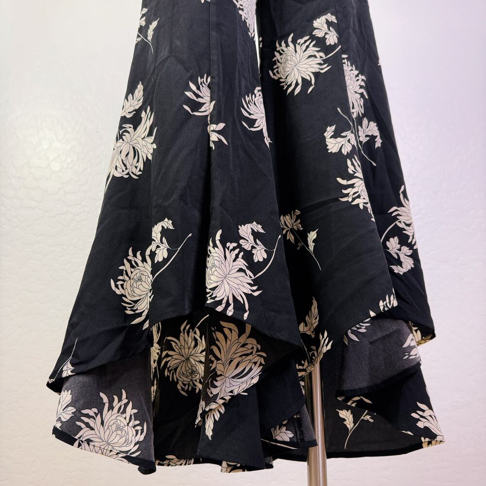 Sugar Lips Bermuda Tropical Floral High Waist Ruffled Wide Leg Pants Black S NWT - Picture 7 of 12